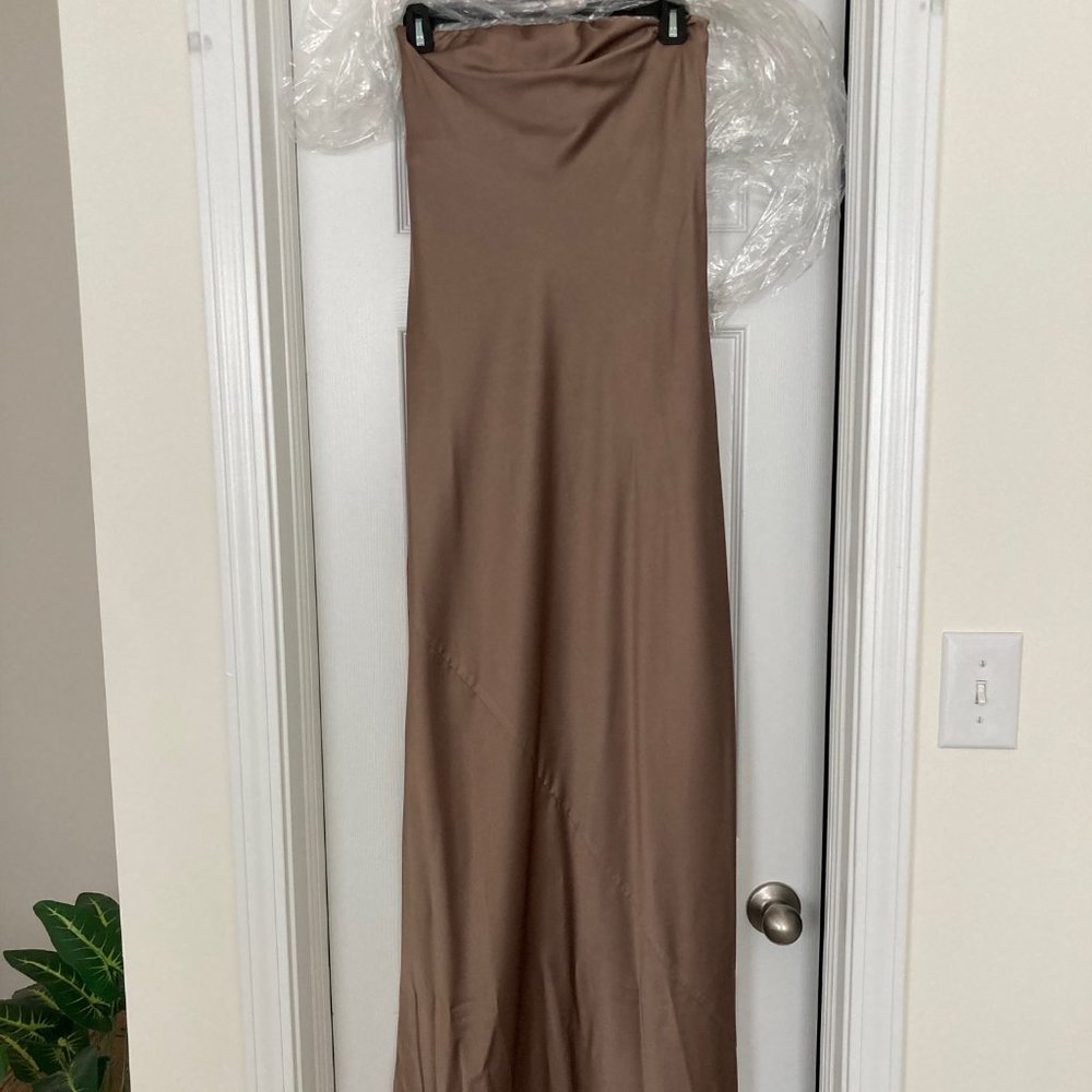 SHOW ME YOUR MUMU ~ Taylor Tube Maxi Dress ~ Dune Luxe Satin